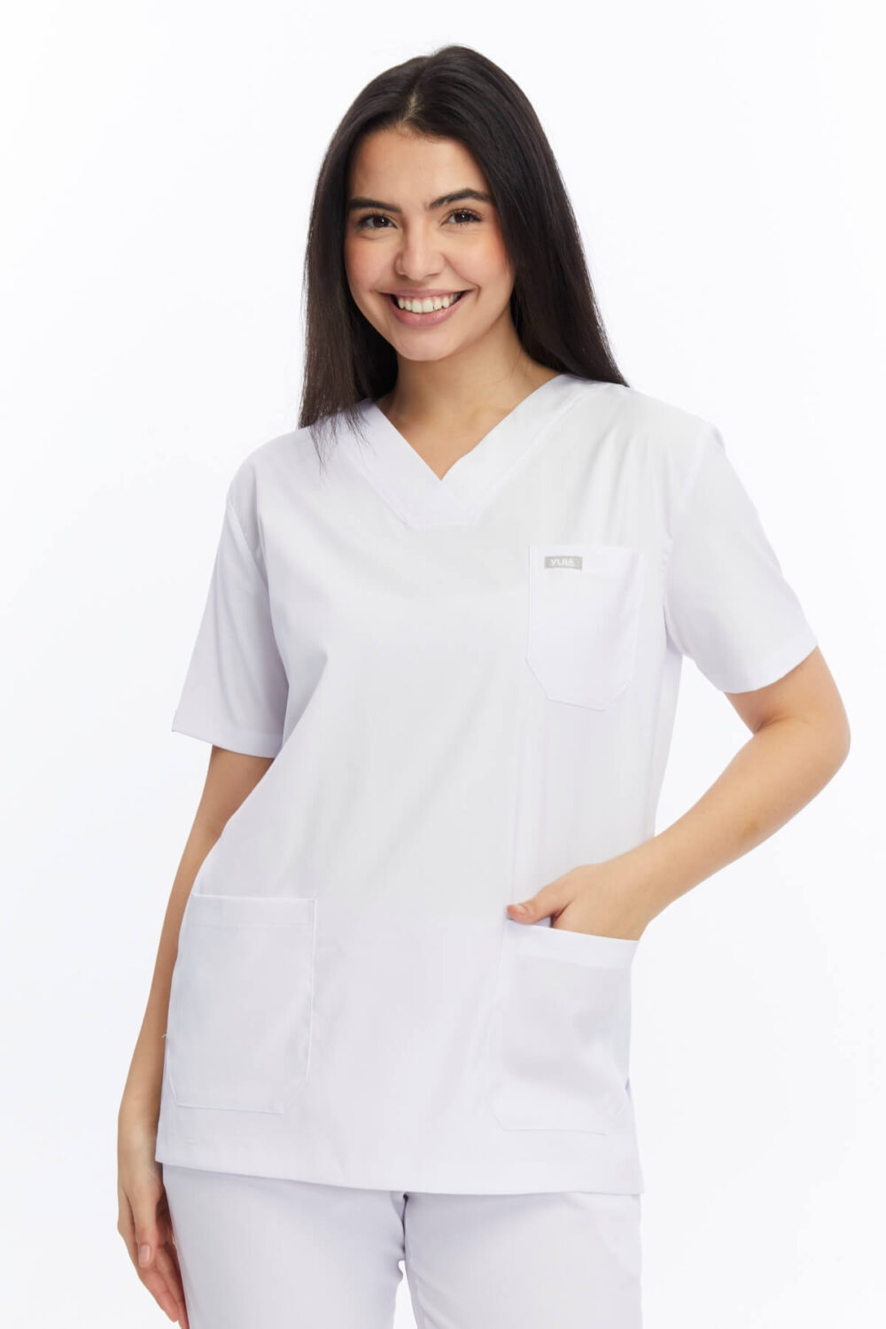 Beyaz tek üst scrubs - Tek üst beyaz üniforma takımı