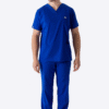 Saks mavisi erkek cerrahi önlük takımı - Saks mavisi scrubs takımı